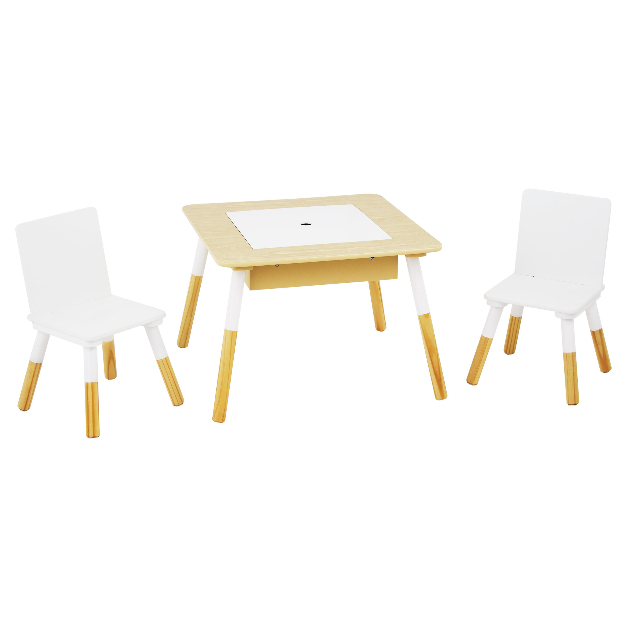Mainstays Kids 3-Piece 2-in-1 Activity Table and Chair Set, White photo 2