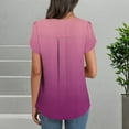 thumbnail image 4 of CENGNIAN No Boundaries Women's Gradient V-Neck Tops With Button,Womens Casual Loose Fit Summer Tee,Dressy Trendy Tunic Blouse For Ladies,Pink,Size S, 4 of 6