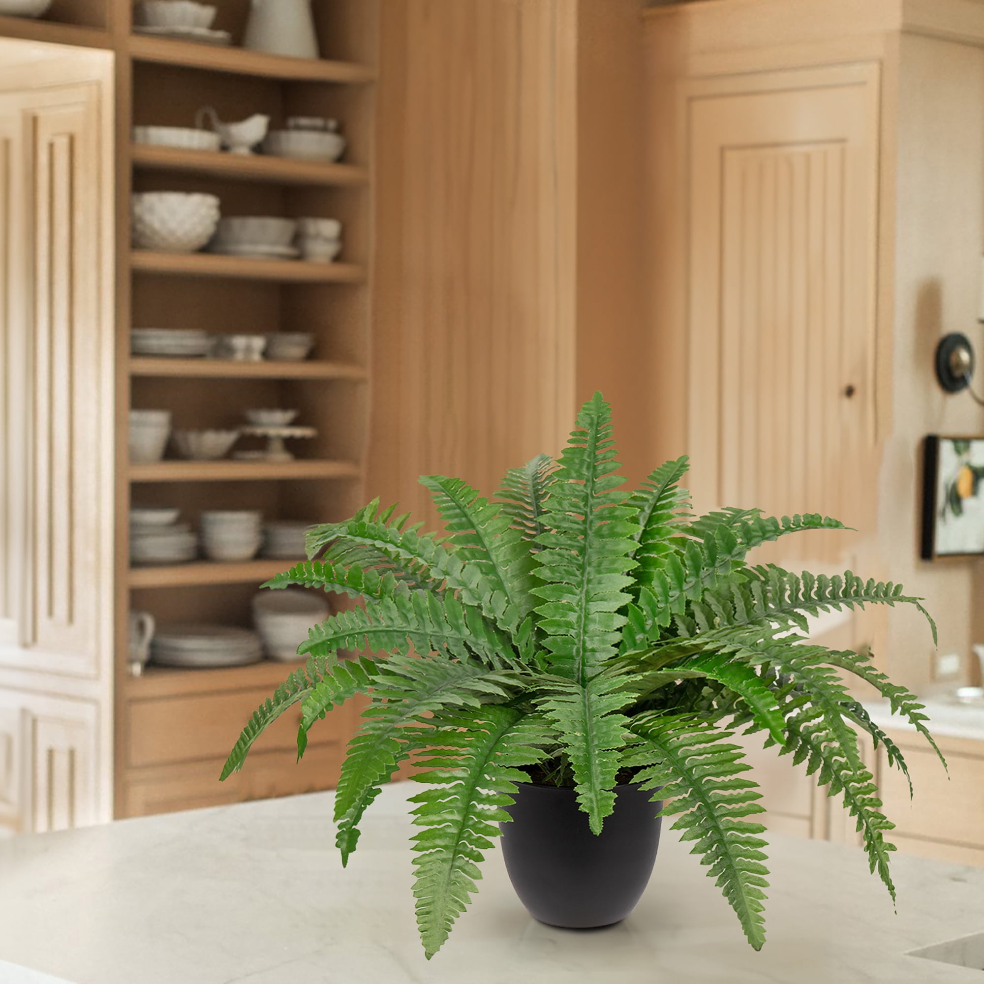 Artificial Fern Potted Plant Faux Boston Fake Fern Bush Plant in Pot Office Living Room Home Decor for Outdoors & Indoor