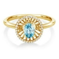 thumbnail image 2 of Gem Stone King 18K Yellow Gold Plated Silver Blue Zircon Ring for Women (1.13 Cttw, Oval 6X4MM, Gemstone December Birthstone, Size 7), 2 of 3