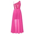 thumbnail image 6 of Hansber Sequin Romper Dress One Shoulder Sleeveless Flower Girls Wedding Party Pageant Gowns Hot Pink 16, 6 of 7