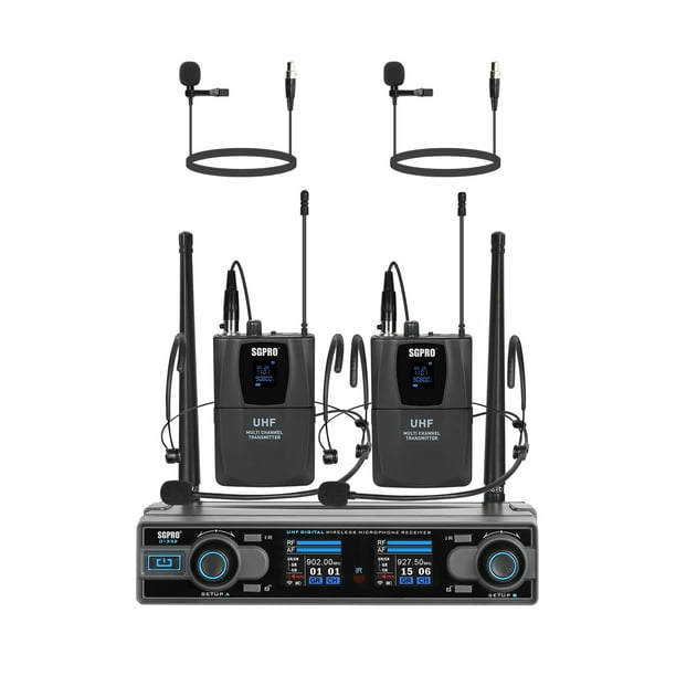 Sistema de micrófono inalámbrico SGPRO D-332BB con 2 Bodypacks