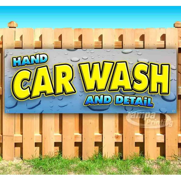 Hand Car Wash 13 oz Vinyl Banner With Metal Grommets