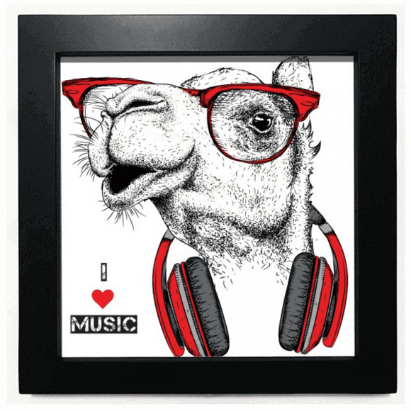 Camel Headset Rock Music Painting Black Square Frame Picture Wall Tabletop