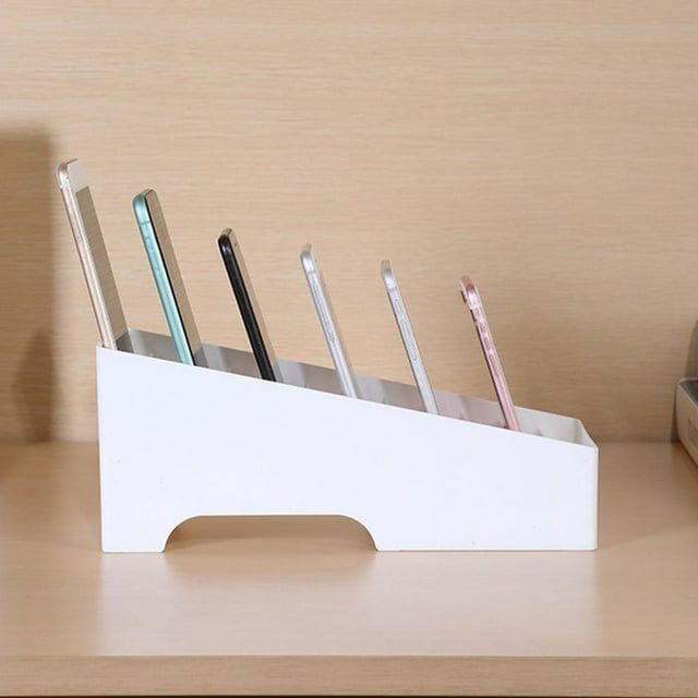 YSNOOWE 2Pack Multi-Grid Phone Storage Box Rectangular White Wood For Desktop Organizer In Office And Classroom