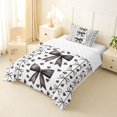 thumbnail image 2 of Erosebridal Girls Cartoon Ribbon Bow Twin Comforter Sets 3-Piece,Black Love Heart Bedding Set for Kids Teens,Microfiber Bedroom Decor, 2 of 6