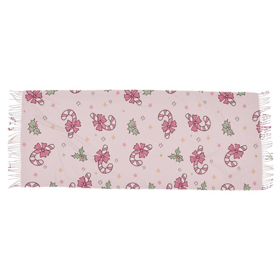 Christmas Candy Pattern Women's Cold Weather Scarves Lightweight Warm Fashion Scarves, Breathable 86.6''x30.7''