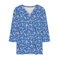 thumbnail image 4 of CYMMPU Blouses for Women Dressy Casual V Neck 3/4 Sleeve Loose Fit Tunic Tops Floral Pattern Fall Trendy Shirts Spring Tops Plus Size T-Shirt Multicolor L, 4 of 4