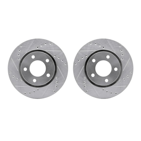 Dynamic Friction Company Front Brake Rotors-Drilled and Slotted-Silver 7002-40018