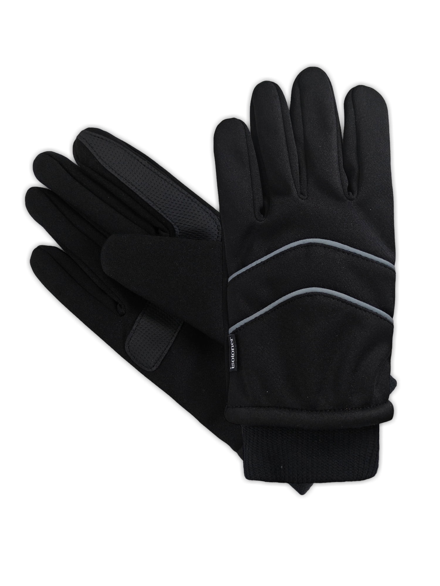 Isotoner Women's Weather Resistant Storm Cuff Gloves, Black, L/XL