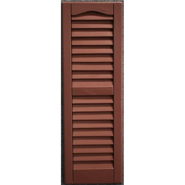 Louvered Exterior Decorative Shutters, Brick Red 9 x 36 in.