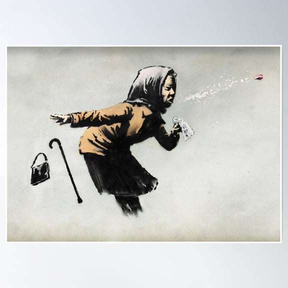 Aachoo!! Banksy Sneezing Woman Poster Wall Art, Modern Wall Decor, 8x12 UNFRAMED