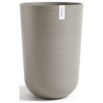 Ecopots Oslo High Durable Modern Round Indoor/Outdoor Recycled Based Composite Flower Pot Planter, Taupe, 20.5"