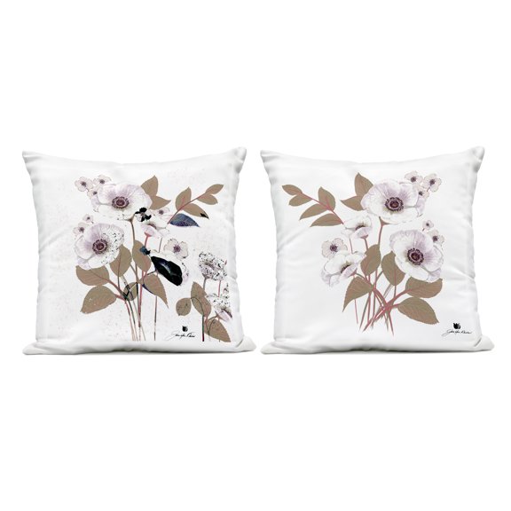 Stupell Industries Close Prayers White Flowers 2 Piece Outdoor Printed Pillow Set, design by Joan Davis