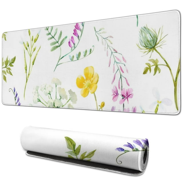 Add Style to Your Workspace with Beautiful Flowers Plants Personalized Mouse Mat - Washable, Non-Slip Base - 31.5x11.8 Inch