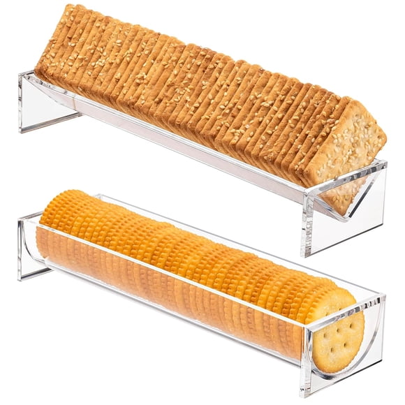 2 Pzas de Bandeja Transparente para Galletas, Bandeja para Servir Galletas, Soporte Rectangular para Galletas, Soporte de Acrílico para Servir Galletas para el Hogar, Fiestas y Charcutería