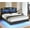 Black PU, variant on Afuhokles Floating Bed Frame Queen Size with Charging Station, Storage Headboard, LED Upholstered Leather Platform Bed, Black PU