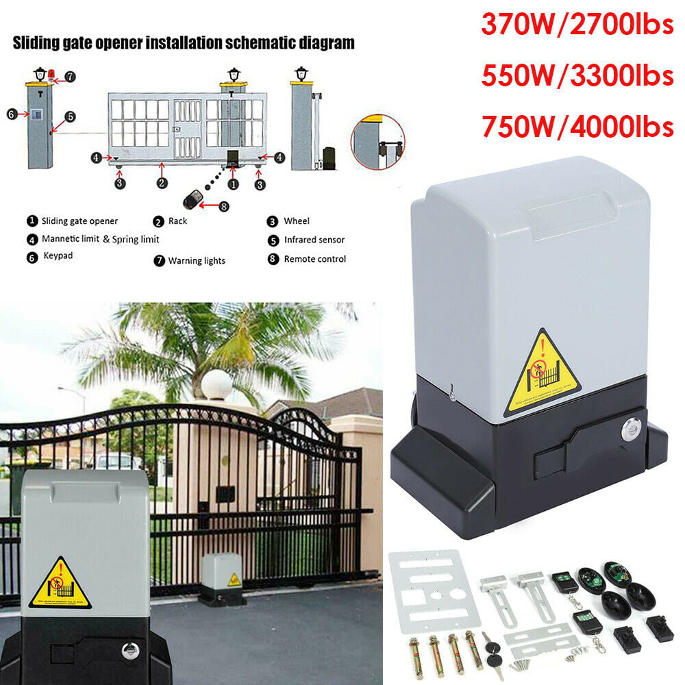 Sliding Gate Opener Electric Operator w/Remote Control Automatic Roller .1400lbs 