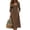 Brown#1, variant on Women's V-Neck Midi Dress, 3/4 Sleeve Button Down Casual Shirt Dress, Side Pockets Cotton Linen Blend Relaxed Fit Tunic for Vacation, Work & Everyday Wear