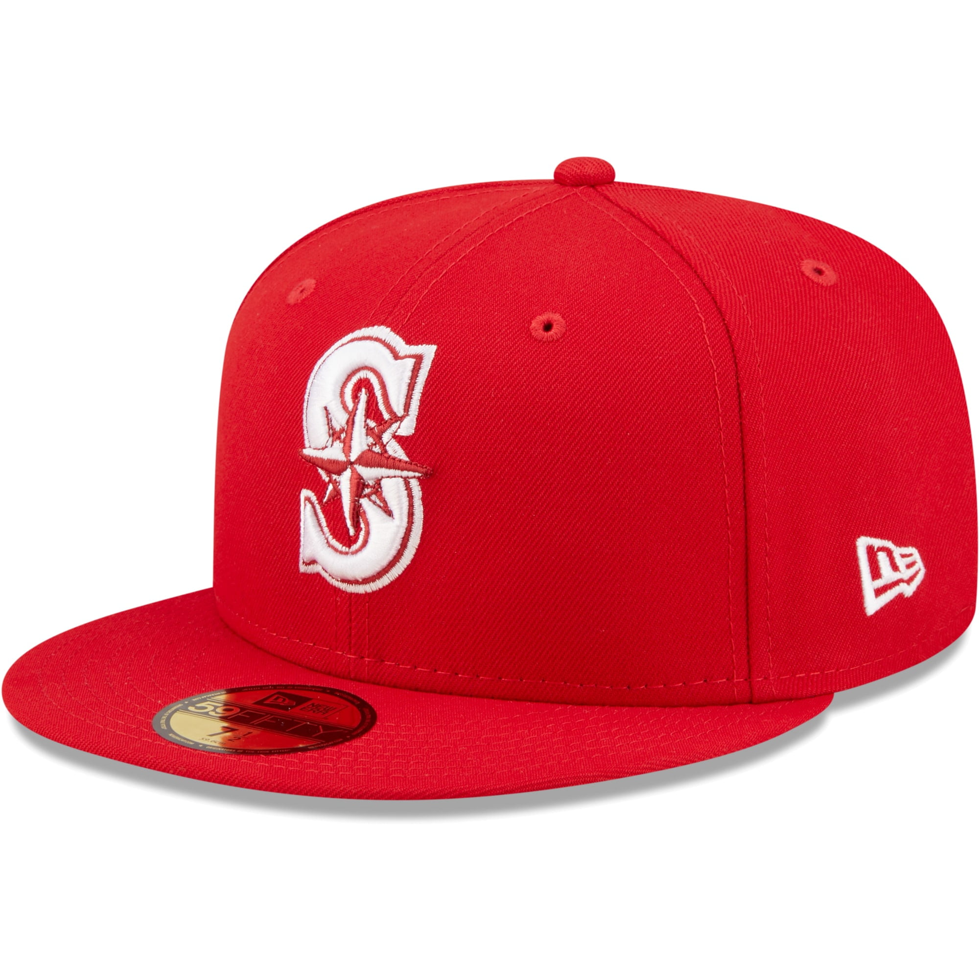 Men's New Era Red Seattle Mariners White Logo 59FIFTY Fitted Hat ...
