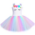 thumbnail image 3 of Vestido de tul con tutú de unicornio y princesa para niñas, con flores pastel, para fiesta de cumpleaños de niñas, disfraces de Halloween para niños, 3 of 5