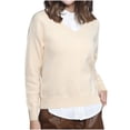 thumbnail image 3 of Sentmoon Jacket Women Long Sleeve Sweaters Plus Size Solid Color Loose Soft and Cozy Sweatshirt for Women Stylish Fall and Winter for Weekend Outings Beige M, 3 of 4