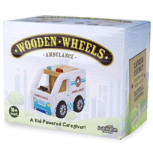 Wooden Wheels Natural Beech Wood Ambulance Kids Toy By Imagination Generation 