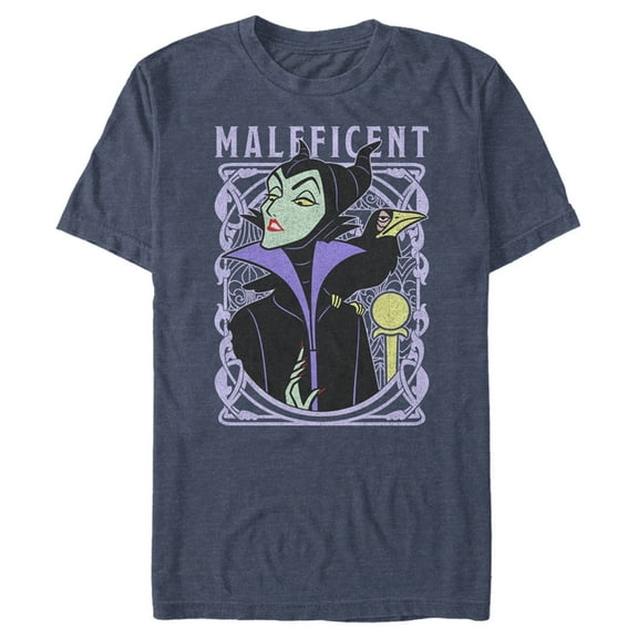 Men's Sleeping Beauty Maleficent and Diablo Frame Graphic Tee Navy Blue Heather Large Tall