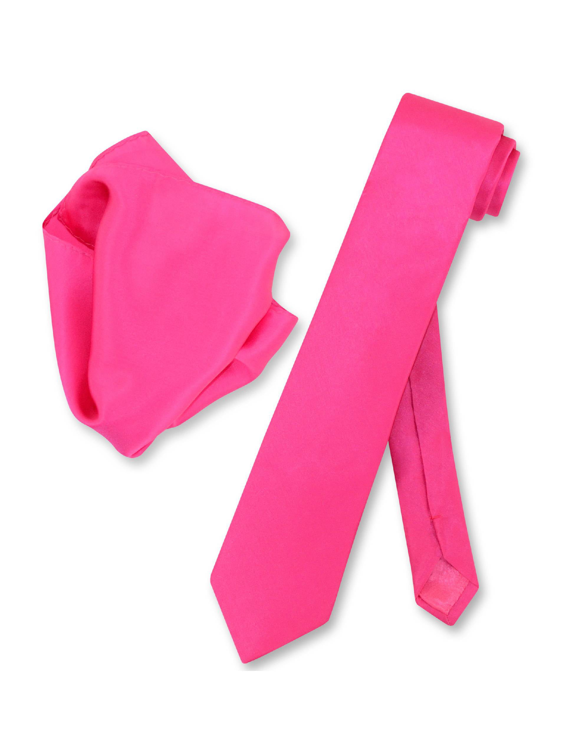 DQT Woven Plain Solid Check Light Pink Formal Mens Slim Skinny Tie Hanky Set 