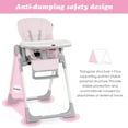 thumbnail image 5 of OLAKIDS High Chair for Babies & Toddlers, Foldable Highchair with Multiple Adjustable Backrest, Footrest and Seat Height, Removable Tray, Detachable PU Leather Cushion, Built-in Rear Wheels (Pink), 5 of 7