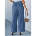 thumbnail image 5 of 2026 New Straight-Leg Jeans for Women, Lace-Up Loose Comfortable Casual Elastic High-Waist Long Pants, 5 of 8