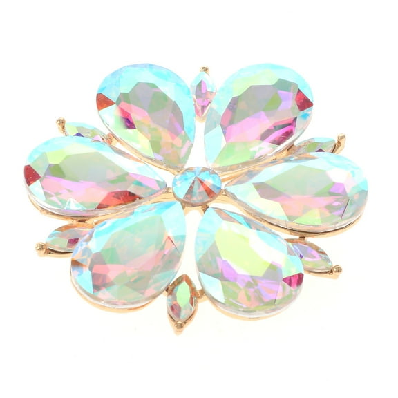 Large Crystal Flower Brooch