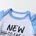 thumbnail image 2 of Newborn Baby Boy Clothes Letter Long Sleeve Romper + Pants + Hat 3PCS Outfits Set Blue, 2 of 6