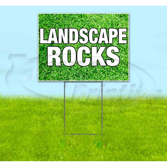 Landscape Rocks (18" x 24") Yard Sign, Includes Metal Step Stake