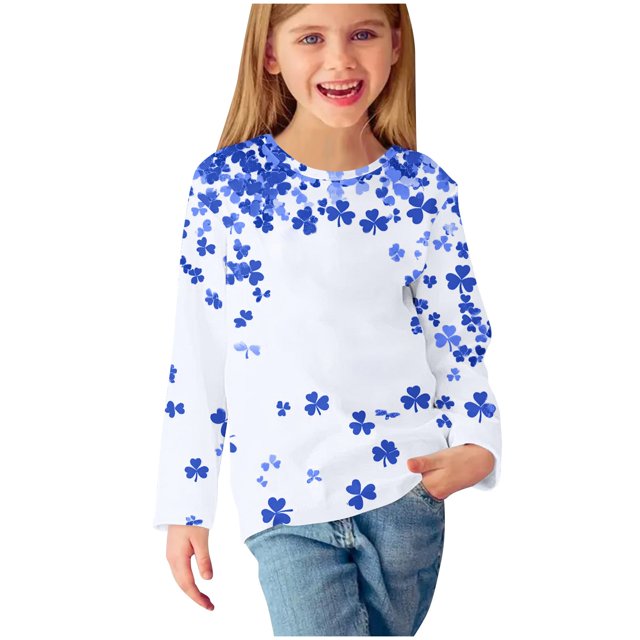 COM1950s Chemises pour Filles, Haut à Manches Longues de la Saint-Patrick Chandail pour Enfants Base à Manches Longues Col Rond Haut/chemise