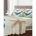 thumbnail image 5 of 4 Piece King Sheet Set Whale Coastal Sheets Set for King Size Bed, Breathable Soft Microfiber Bed Sheets Cooling Vintage Nautical Ocean Starfish Compass Fitted Sheet Deep Pocket, Pillowcases, 5 of 7