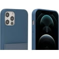 thumbnail image 3 of Navy Felt Lined Silicone Phone Case With Stitched Front Pocket for iPhone 12 & 12 Pro + Tempered Glass Screen Protector, 3 of 4