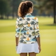 thumbnail image 5 of Uorisanigo Palm Tree Women's Golf Shirt Versatile 3/4 Roll Sleeve Women's Dry-Fit Golf Polo Shirts with 1/4 Zipper Fashionable Athletic Tops Relaxed Workout Sports Pullover Size L, 5 of 7