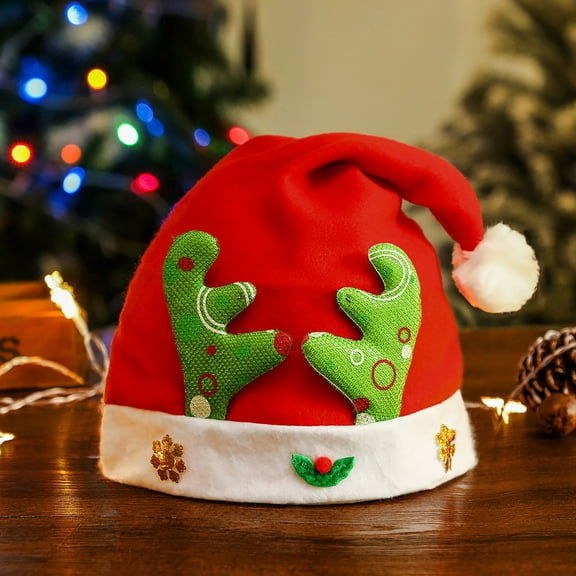 Stijggn Plush Santa Christmas Hats Christmas Ornaments Unisex Velvet Holiday Hat Xmas Unisex Classic Santa Hat Xmas Holiday Party Costume Favors Gifts Accessoriess