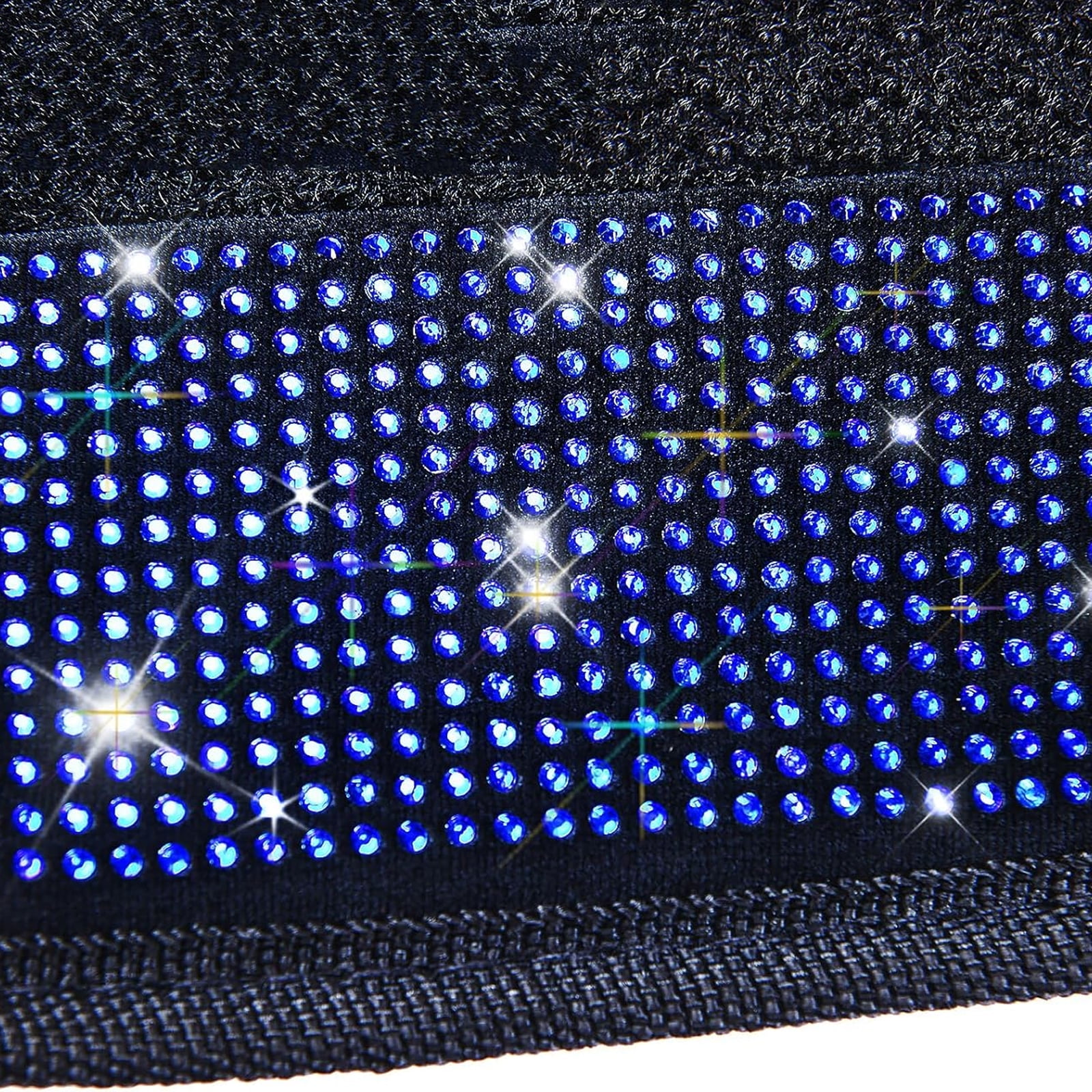 Car-Grand Bling Rhinestone Diamond car floor mats shining carpet sparkly glitter crytal with anti-slip heel waterproof universal fit cute girl women 4pcs Blue