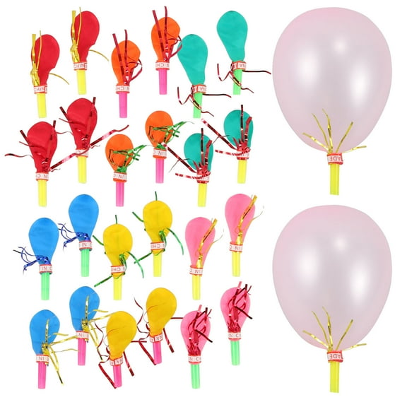 Raindrops 30 Pcs Assorted Blowouts Blow Horn Balloon Whistles Random Color