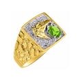 thumbnail image 4 of RYLOS Mens Rings 14K Yellow Gold Rings Lucky Nugget Horse Head 6X4MM Oval Gemstone & Genuine Diamond  Ring  Peridot  August Birthstone Rings For Men, Men's Rings, Gold Rings Sizes 8,9,10,11,12,13, 4 of 7