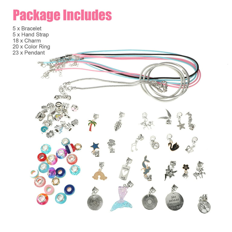71pcs Charm Bracelet Making Kit, PASEO Jewelry Making Supplies Beads,  Unicorn/Mermaid DIY Jewelry Chain Charm Christmas Gift Set for Girls Teens  Age 7-12, DIY Craft 