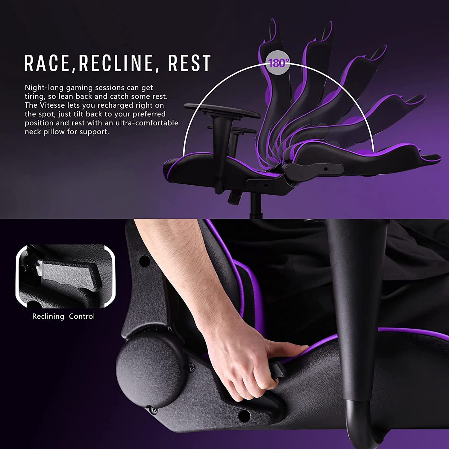 BOSSIN gaming chair, 2024 Racing style gamer chair for teens,Comfortable High Back game chair,Lumbar Support and Headrest Computer Desk Chair with Height Adjustable Swivel Office Chair