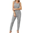 thumbnail image 2 of Gifts Usmixi Jumpsuits for Women Dressy Casual Pocket Adjustable Drawstring Tank Maxi Jumpsuits Overalls Summer Crewneck Sleeveless Solid Long Formal Rompers Gray s, 2 of 7