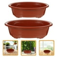 thumbnail image 1 of GAXIRE 2PCS Windowsill Planter Oval Plastic Light Brown For Urban Users Balcony Decor And Smooth Surface, 1 of 8