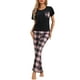 thumbnail image 1 of Pijamas de Loungewear de Cuadros para Mujeres INSPIRE CHIC, Ropa de Dormir Suave de Manga Corta con Pantalones, 1 of 5