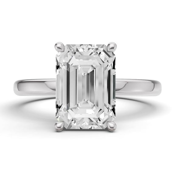 Classic Hidden Halo Lab Grown Diamond Engagement Ring in 14K White Gold (3 CT Emerald Center) Ring Size : 6