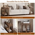 thumbnail image 3 of Aufeile End Table Set of 2, Narrow Fluted Boho Wood Side Table with Storage Shelf, Small Space Accent Table, Walnut, 3 of 8