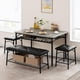 thumbnail image 2 of Gris dining mesa set para 4: kitchen mesa con forrado dining bench, square stools, y almacenamiento para small space apartments, 2 of 8
